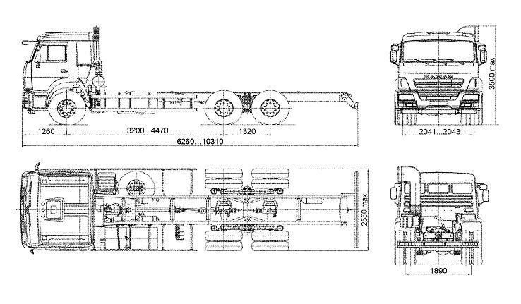 Чертеж шасси камаз